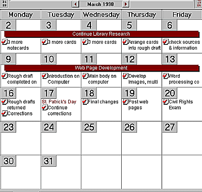 Calendar: March, 1998