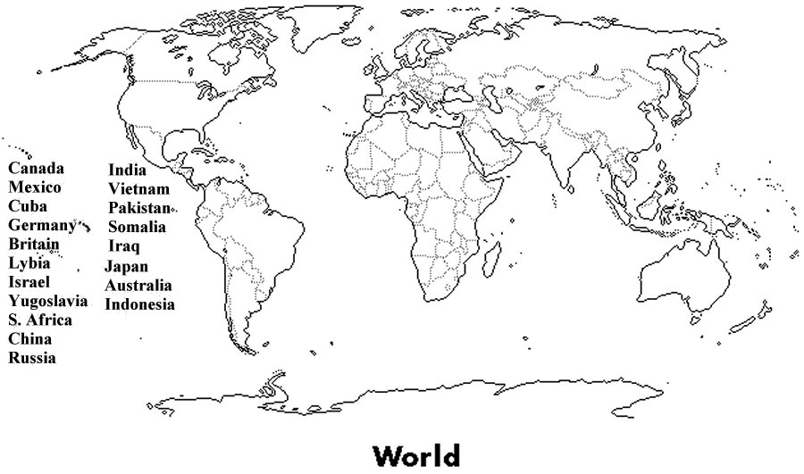 world map outline for children. outline maps: world. blank map